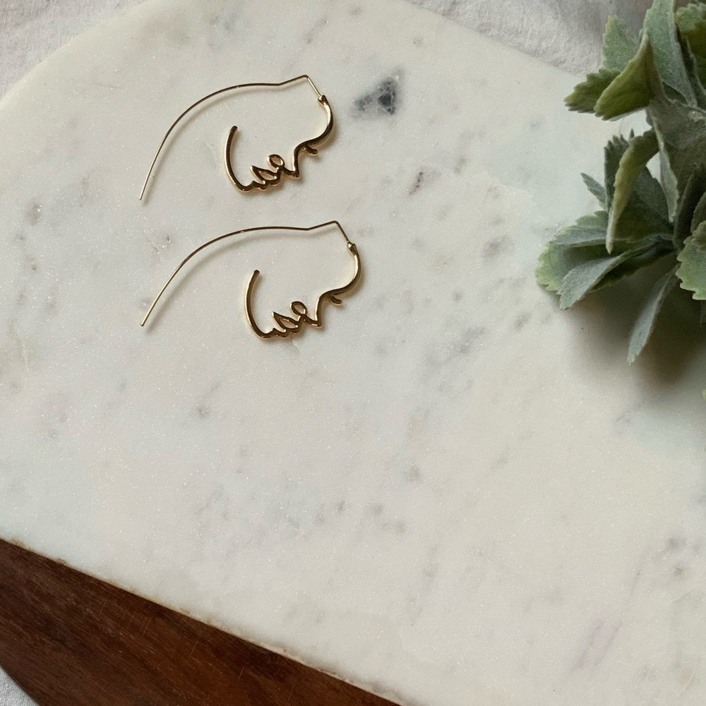 The Amina - Gold Statement Silhouette Earrings - Picture 6 of 9